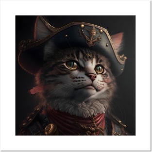 Pirate Cat Portrait Posters and Art